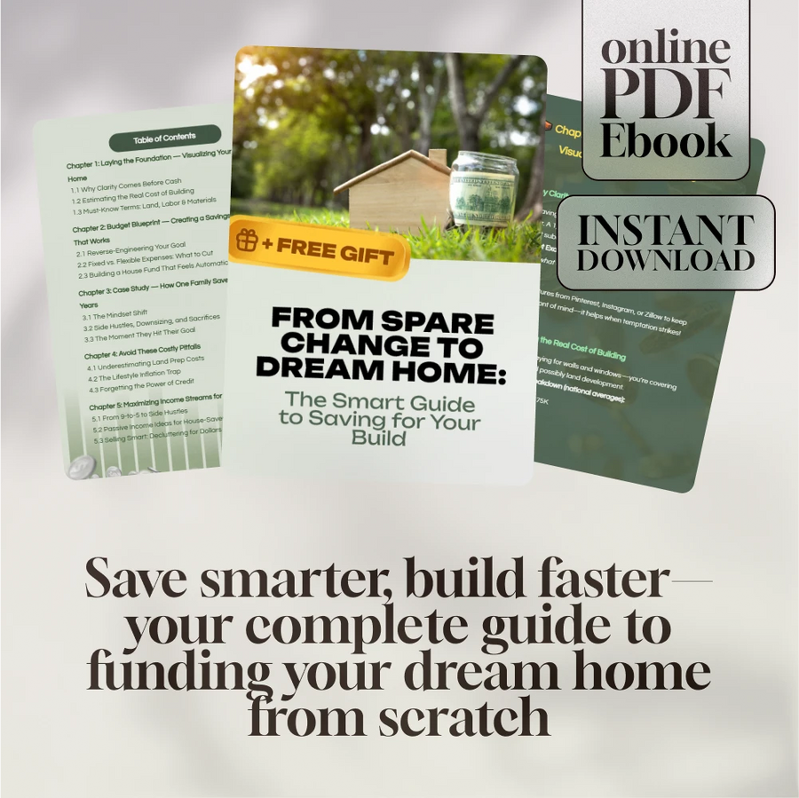From Spare Change to Dream Home: The Smart Guide to Saving for Your Build | How to Save Money to Build a House eBook, Budget Planning Guide, Home Savings Checklist