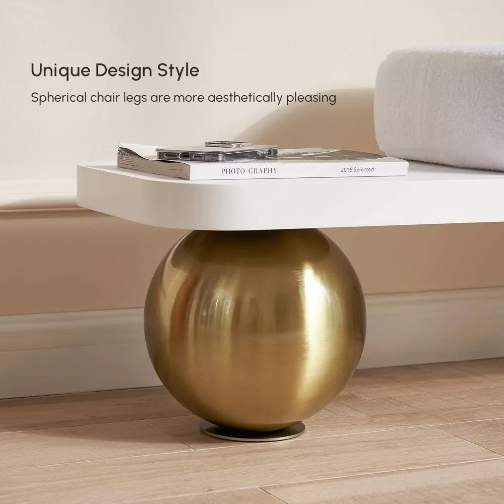 Modern Wooden Entryway Bench with Upholstered Seat & Abstract Metal Legs - DSARD