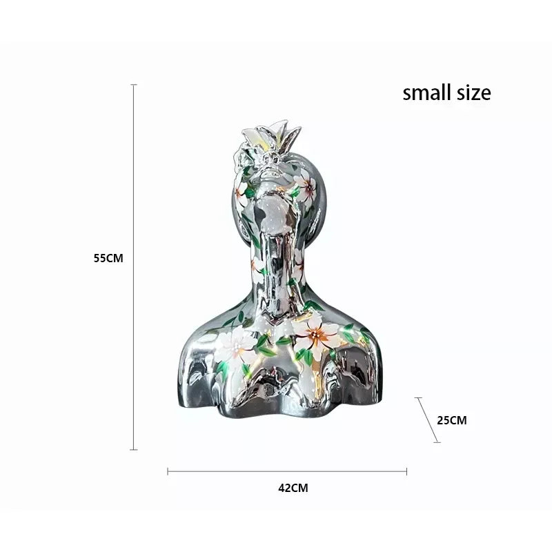 Creative Abstract Goddess Electroplated Painted Portrait Resin Sculpture for Home Decor - DSARD