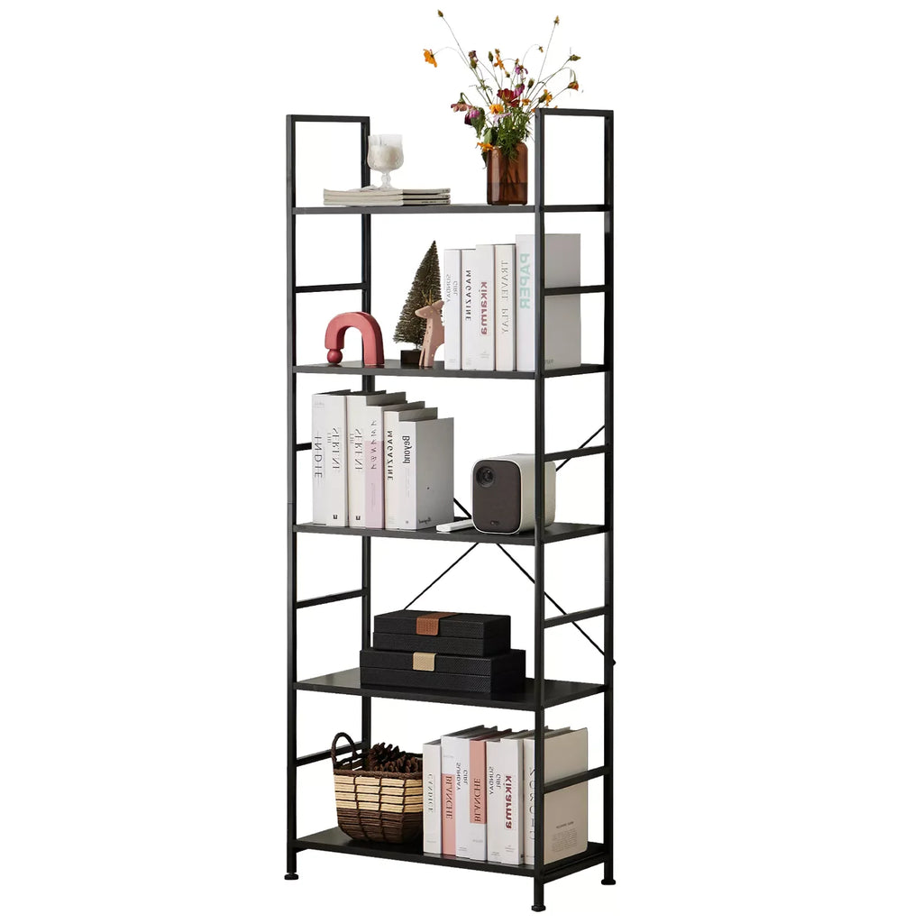 5 Tier Modern Bookshelf - Space-Saving Corner Storage Organizer for Home & Office - DSARD