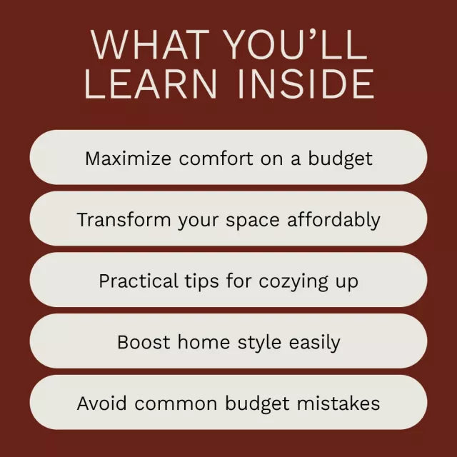 How to Create a Cozy Home on a Budget – Affordable Home Decor eBook | Budget Interior Design Guide | Cozy Living Checklist & DIY Styling Planner