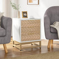 3 Drawers Nightstand Set of 2, Modern Bedside Table with Unique Chevron Design | DSARD - DSARD