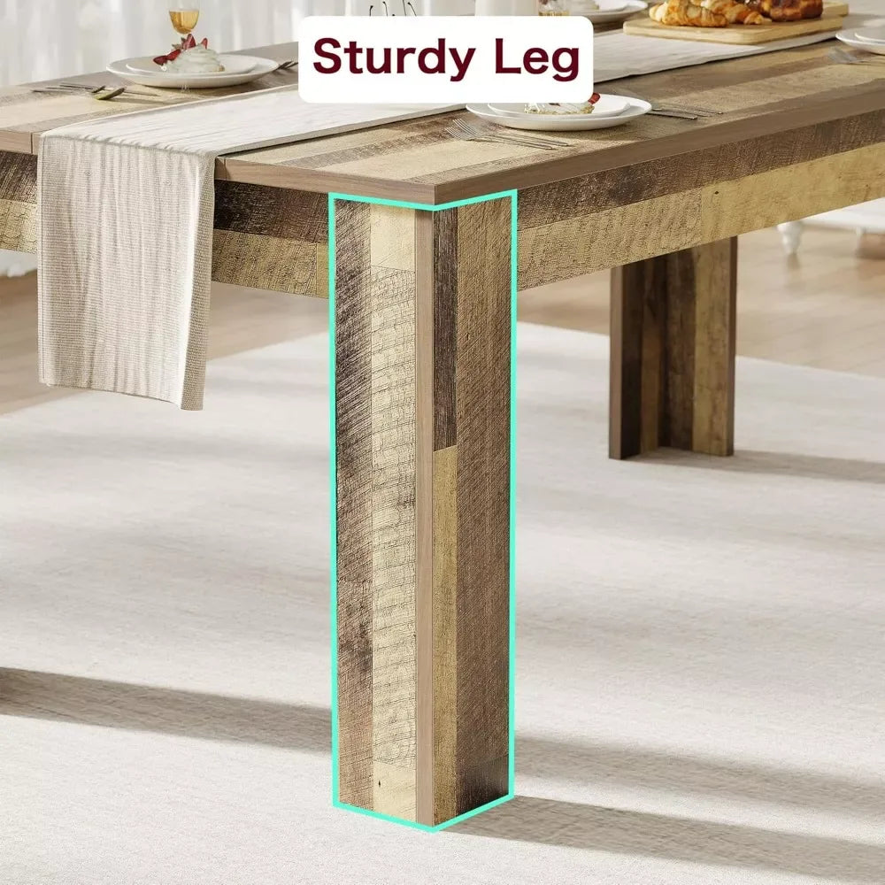 63″ Rustic Brown Farmhouse Dining Table for 4 to 6 – Wood Kitchen Table - DSARD - DSARD