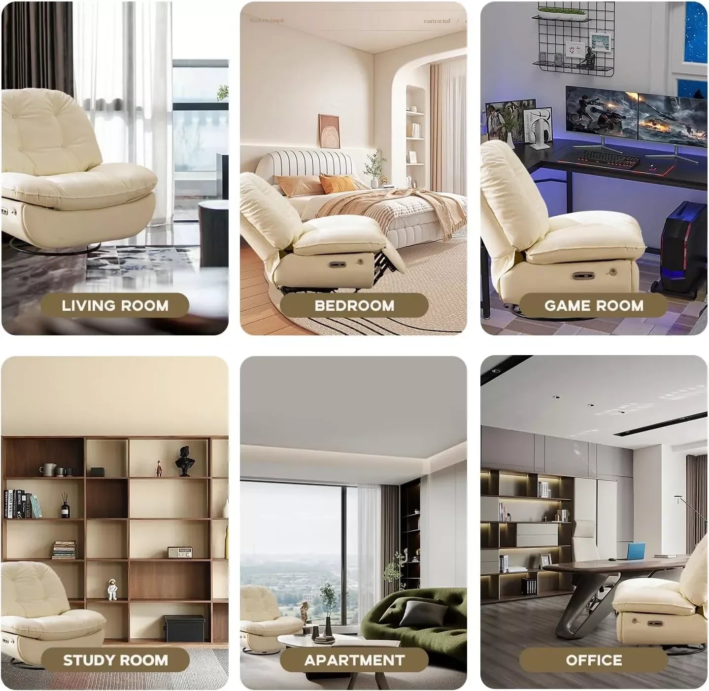 270° Swivel Power Recliner with Voice Control, USB, and Cell Phone Holder - DSARD - DSARD
