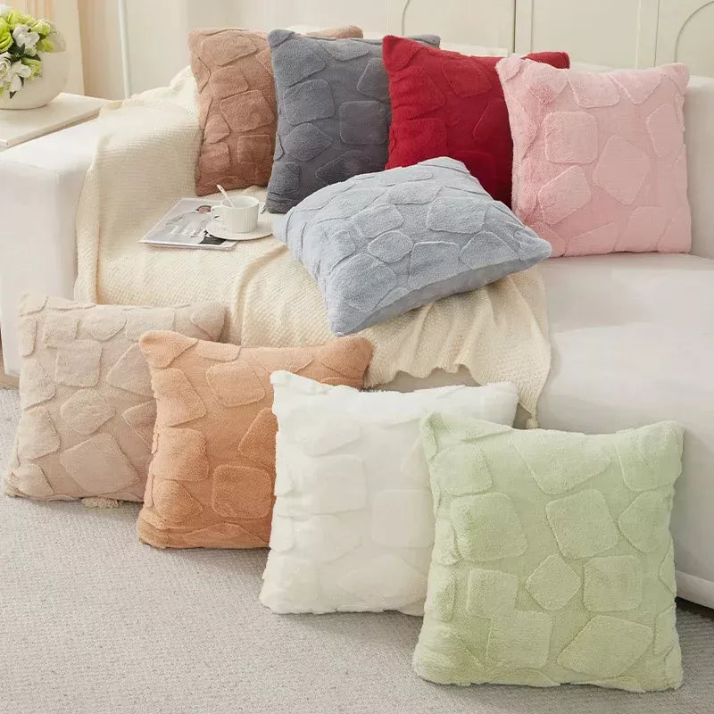 Imitation Rabbit Hair Plush Pillowcase Cushion Cover (18×18 inches)