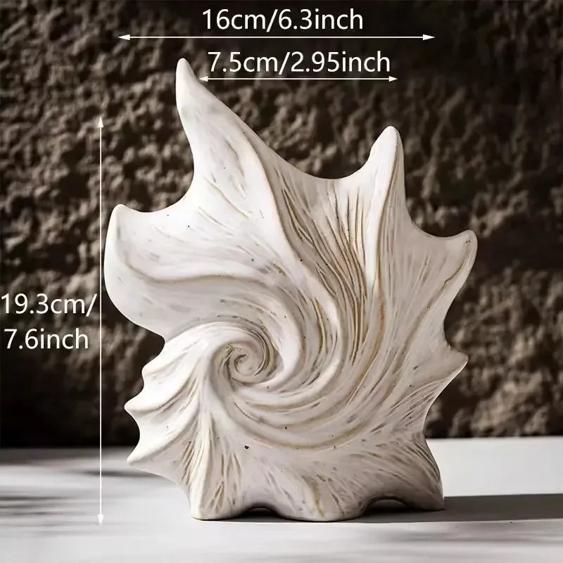 Ceramic Conch Vase – Modern Minimalist Tabletop Home Décor Accent - DSARD