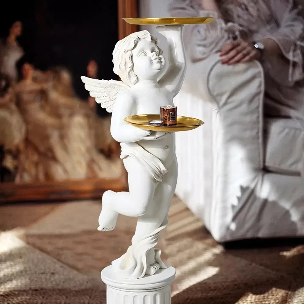 DSARD European Style Cupid Angel Resin Statue with Tray - DSARD