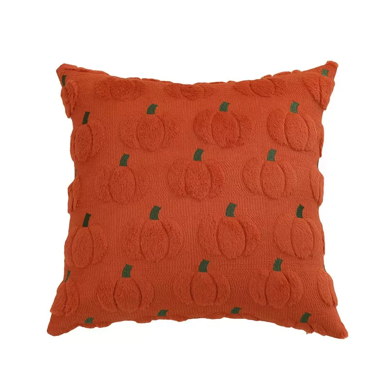 Autumn Pumpkin Orange Quilted Throw Pillow Cover 18×18 Inch – Cozy Fall Decor - DSARD