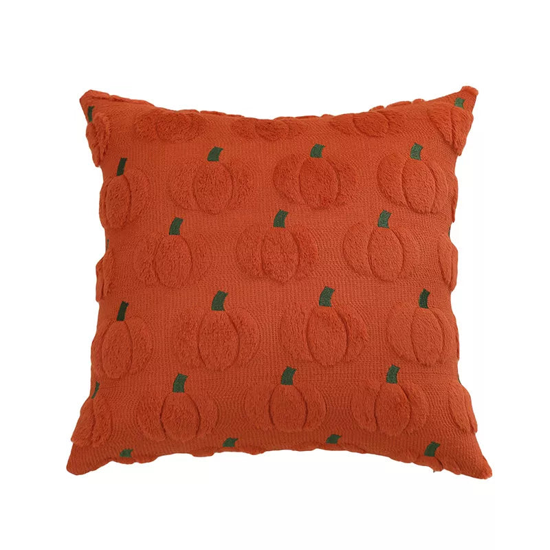 Autumn Pumpkin Orange Quilted Throw Pillow Cover 18×18 Inch – Cozy Fall Decor