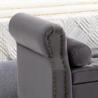 King Size Velvet Storage Bench with Tufted Upholstery and Pillows – 67” End of Bed Ottoman - DSARD