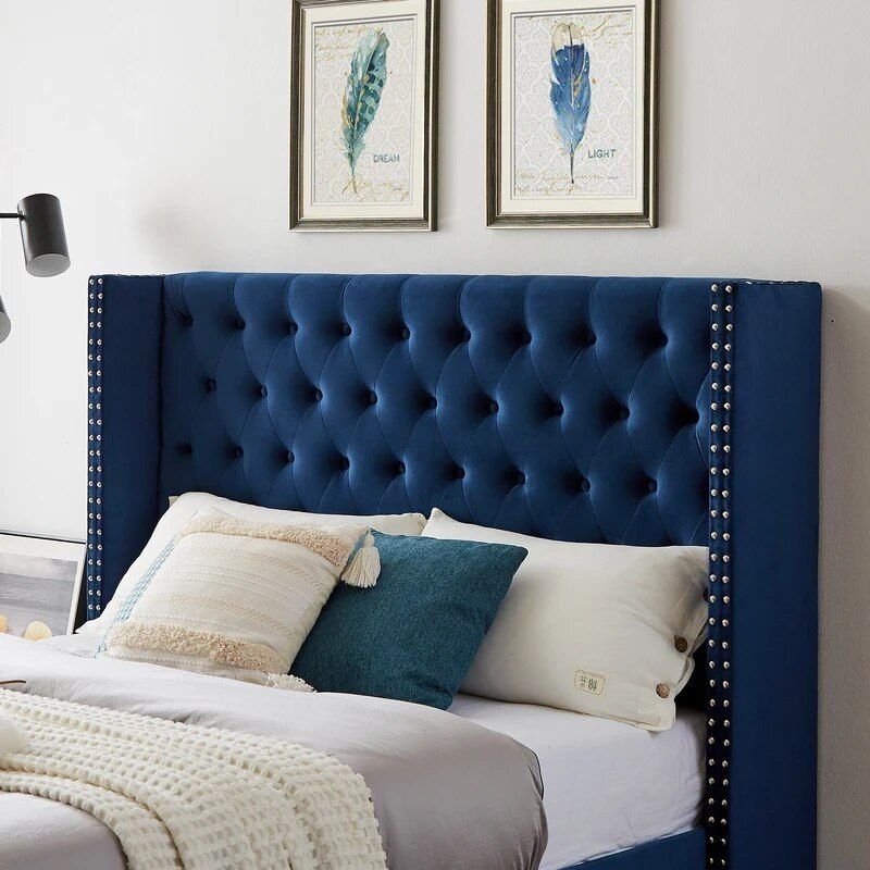 Luxury King-Sized Bed Set with Upholstered Headboard and Matching Nightstands