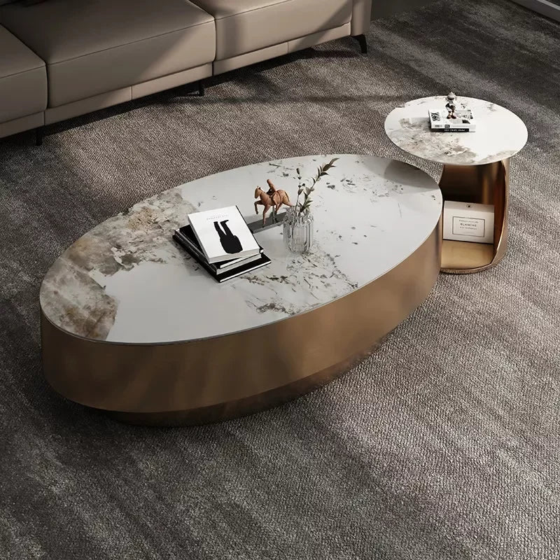 Marble Oval Coffee Table – Nordic Minimalist Living Room