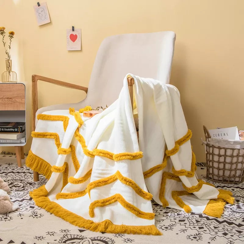 Soft Knit Tassel Throw Blanket