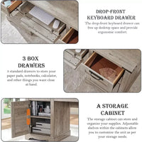 60″ Rustic Farmhouse Executive Desk with Hutch and Charging Station - DSARD - DSARD