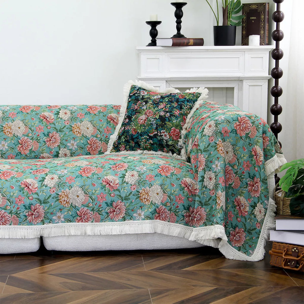 Jacquard Floral Sofa Cover – Stylish and Multifunctional Protection