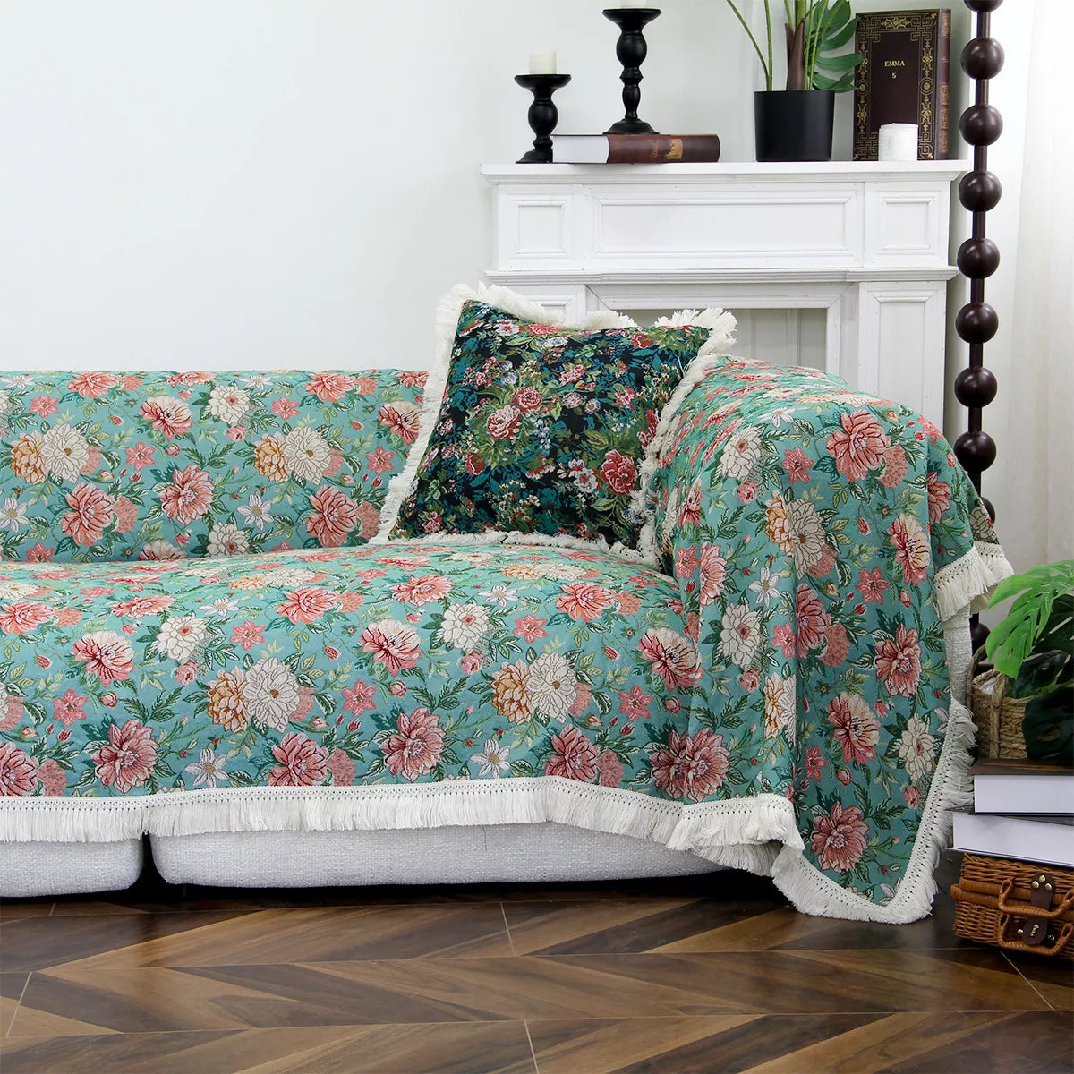 Jacquard Floral Sofa Cover – Stylish and Multifunctional Protection