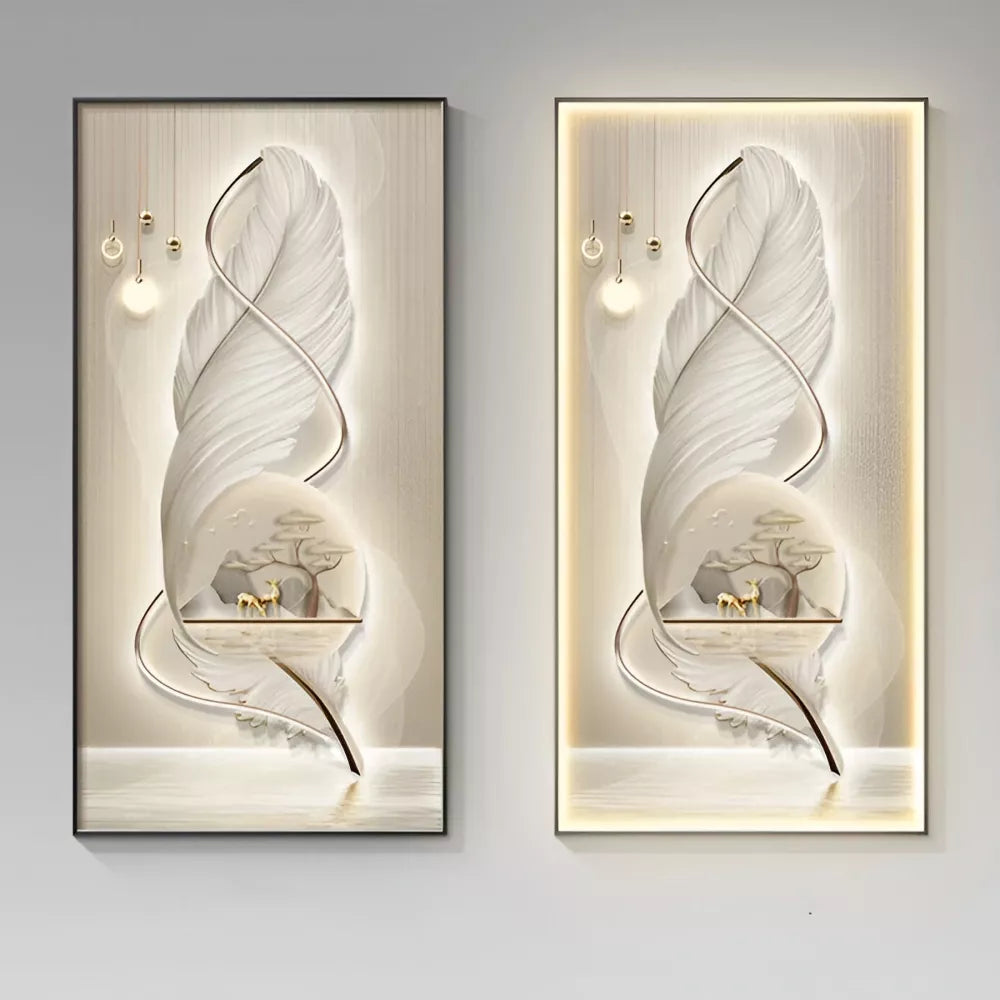 Modern LED Feather Wall Art Lamp – Creative Light & Decor in One