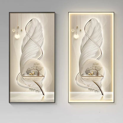 Modern LED Feather Wall Art Lamp – Creative Light & Decor in One