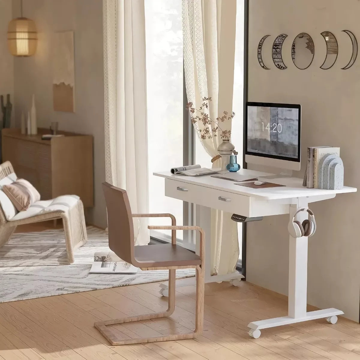 Electric Adjustable Height Standing Desk with Dual Drawers and Mobile Casters - DSARD - DSARD