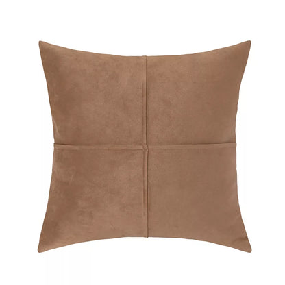 Faux Suede Cross Stitch Decorative Throw Pillow Cover for Sofa, Bed & Couch