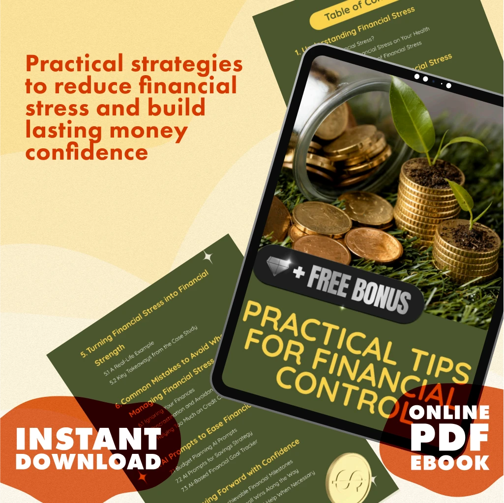 Practical Tips for Financial Control | Digital eBook for Financial Stress Management, Budgeting, Debt Relief & Money Mindset Guide