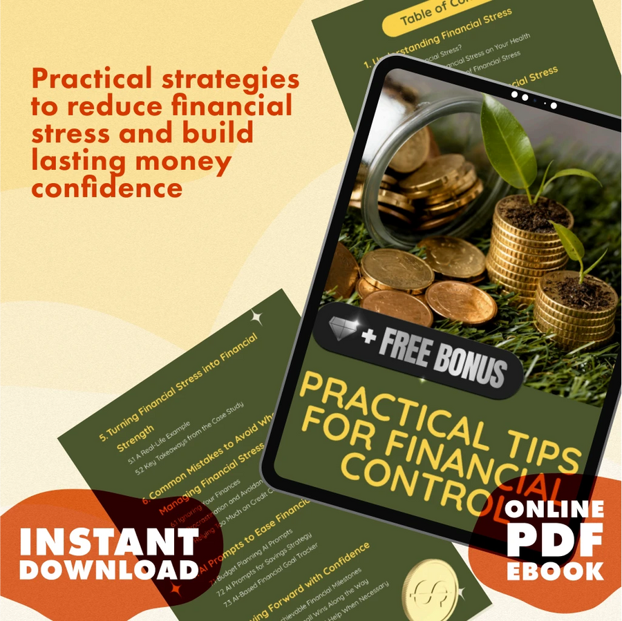 Practical Tips for Financial Control | Digital eBook for Financial Stress Management, Budgeting, Debt Relief & Money Mindset Guide