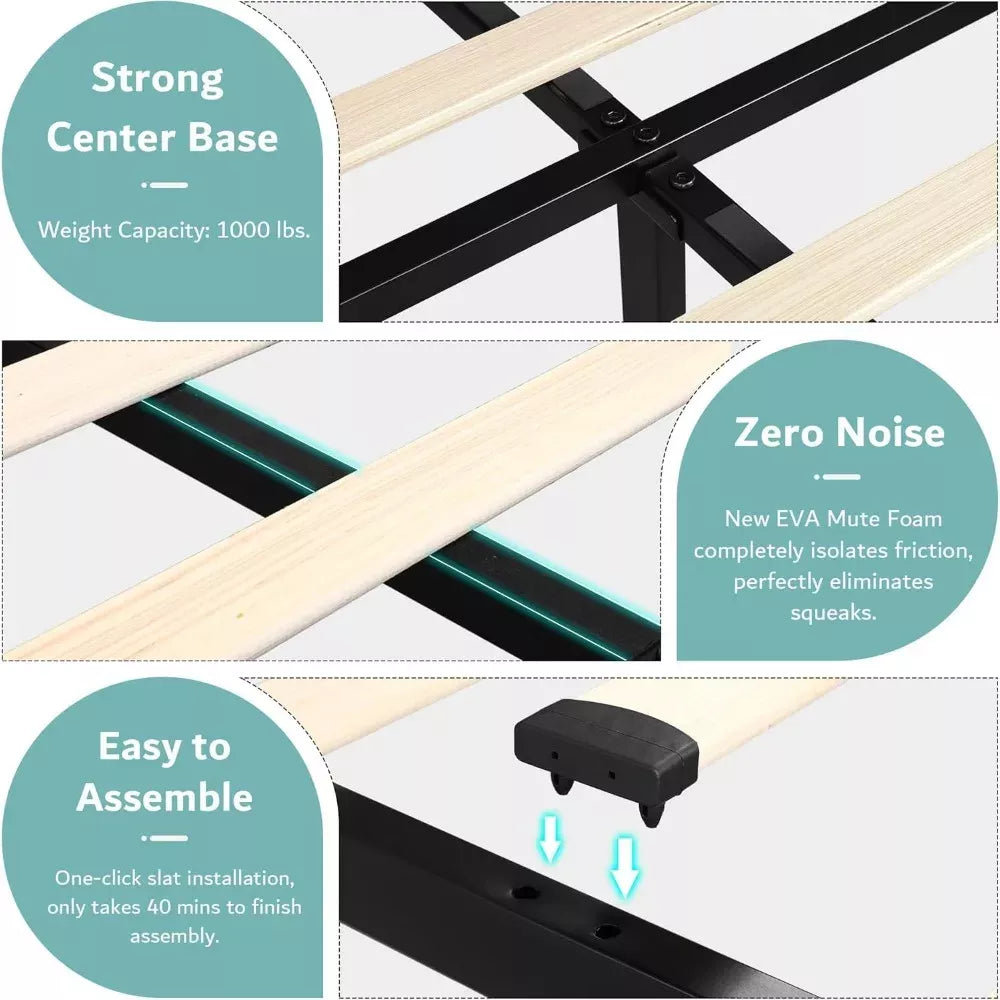 King Size Bed Frame with 4 Storage Drawers, Wingback Headboard & Charging Station - DSARD