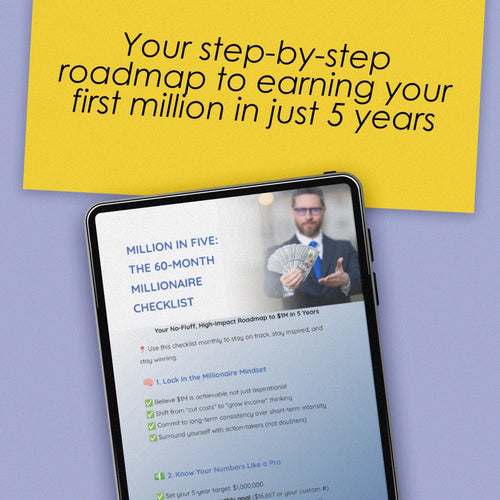 Million in Five: The 60-Month Millionaire Checklist | How to Save $1 Million Dollars in 5 Years | Digital Download, eBook, Finance Guide