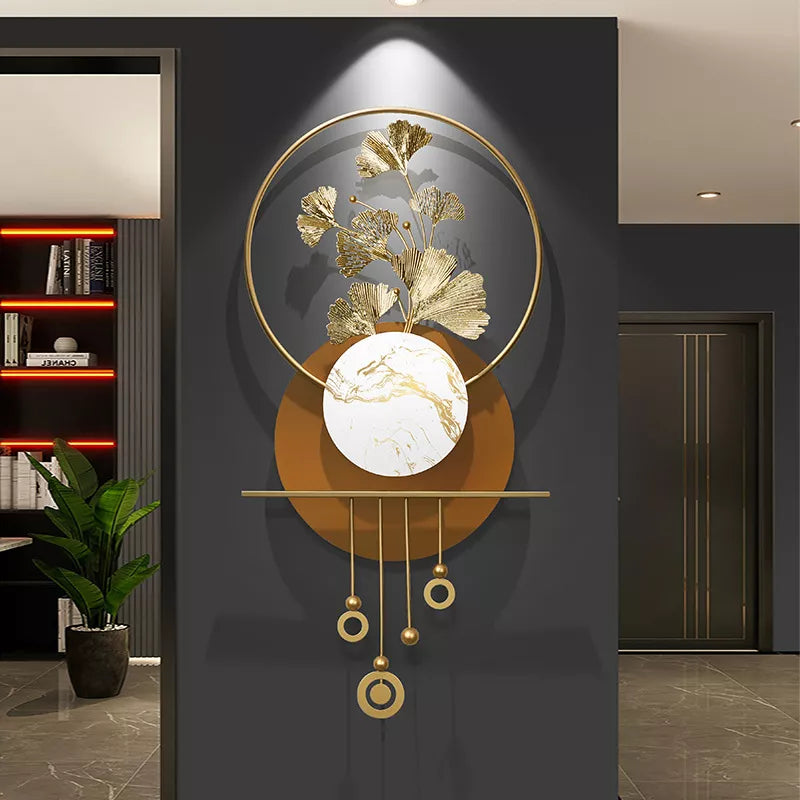 Elegant Ginkgo Leaf Metal Wall Art for Entrance Foyer