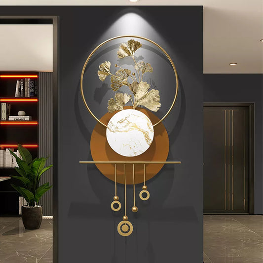 Elegant Ginkgo Leaf Metal Wall Art for Entrance Foyer