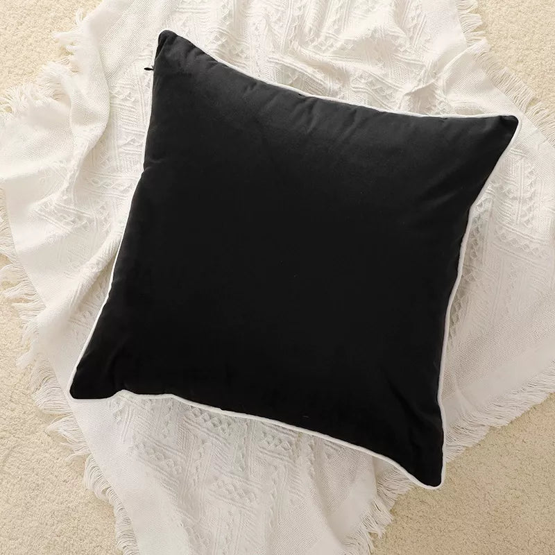 Luxury Velvet Cushion Cover with Contrast Piping – Modern Nordic Style