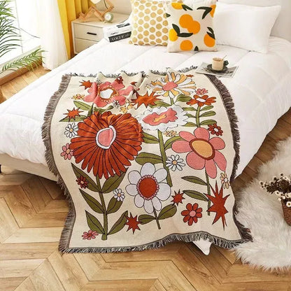 Sunflower Woven Throw Blanket – Cozy Minimalist Home Decor & Outdoor Mat