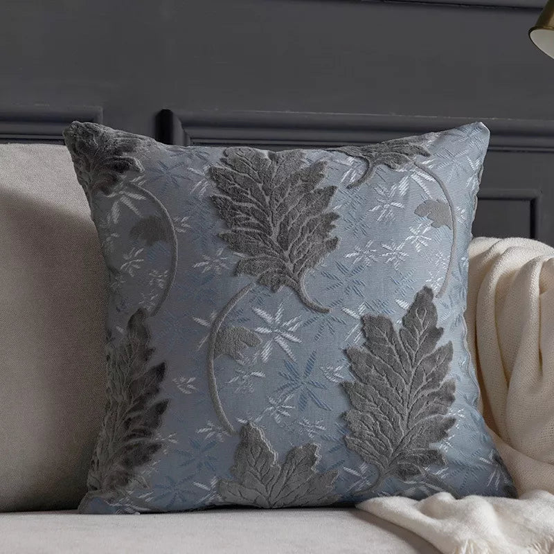 Luxury Embroidered Leaf Cushion Cover 18×18 Inch