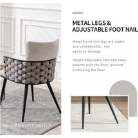 Mid-Century Velvet Woven Dining Chairs Set of 2 – Modern Upholstered Kitchen Seats - DSARD