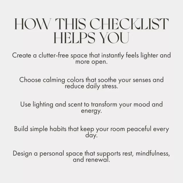 Calm & Cozy: Your Checklist for a Peaceful Room | Digital Download for Creating a Serene Space | How to Make a Room Feel Calm and Peaceful Printable Guide