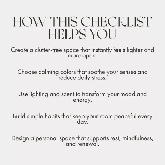 Calm & Cozy: Your Checklist for a Peaceful Room | Digital Download for Creating a Serene Space | How to Make a Room Feel Calm and Peaceful Printable Guide - DSARD