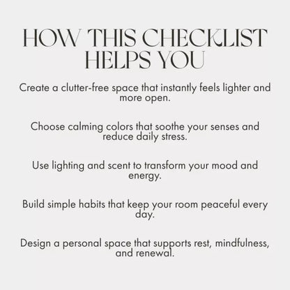 Calm & Cozy: Your Checklist for a Peaceful Room | Digital Download for Creating a Serene Space | How to Make a Room Feel Calm and Peaceful Printable Guide