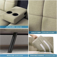 Convertible Linen Fabric Lounge Couch with Cup Holders - DSARD - DSARD