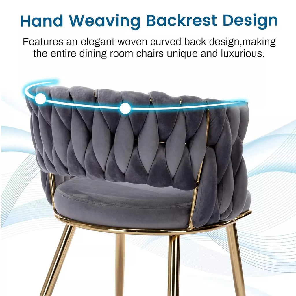 Set of 6 Velvet Dining Chairs with Gold Metal Legs - DSARD