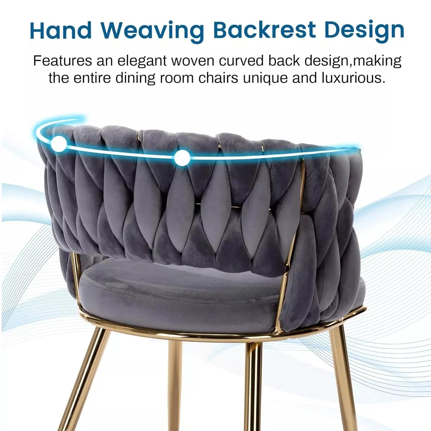 Set of 6 Velvet Dining Chairs with Gold Metal Legs - DSARD