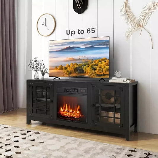 65-Inch TV Stand with Built-in Electric Fireplace and Remote Control - DSARD