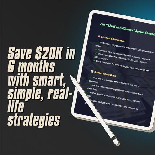 The “$20K in 6 Months” Sprint Checklist | How to Save $20K in 6 Months | Digital Saving Challenge Checklist