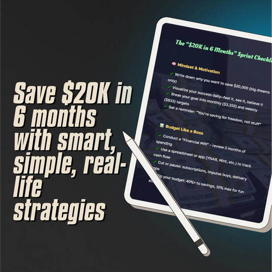 The “$20K in 6 Months” Sprint Checklist | How to Save $20K in 6 Months | Digital Saving Challenge Checklist