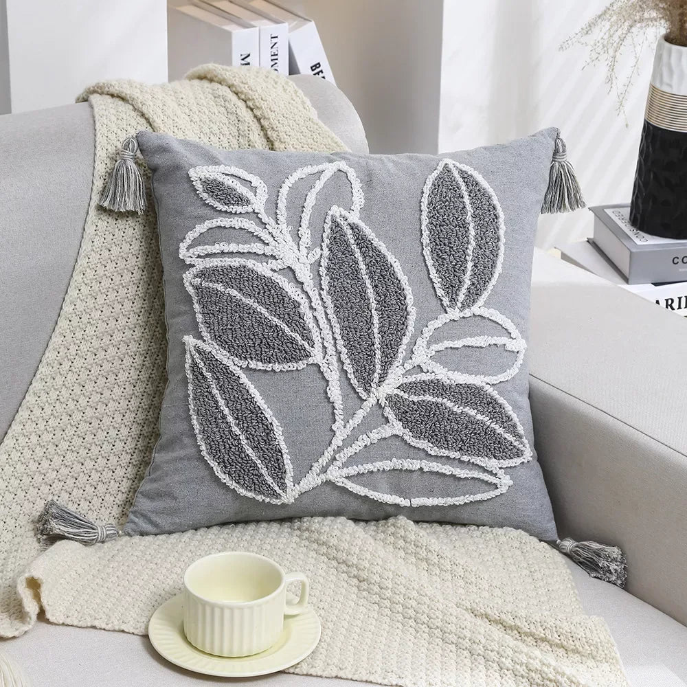 Bohemian Geometric Embroidered Tassel Pillow Cover 18×18 Inch - DSARD