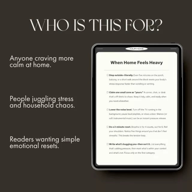 When Home Feels Heavy | Calm Your Space & Mind Checklist | Digital Download for Stress Relief, Self-Care & Peaceful Living | What to Do When Home Feels Stressful