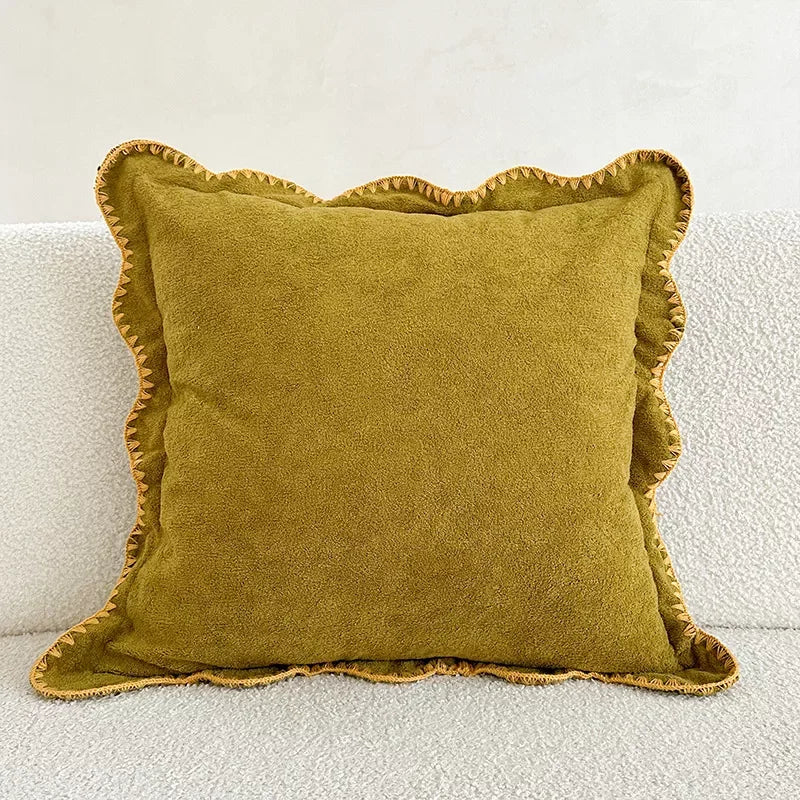 Cozy Scalloped Solid Pillow Cover – Stylish Home Decor - DSARD