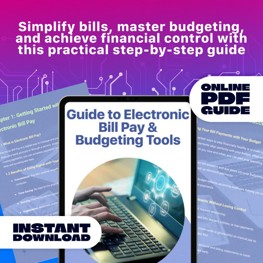 Guide to Electronic Bill Pay & Budgeting Tools | Digital Download eBook | Personal Finance, Money Management, Budget Planner, Online Bill Pay, Financial Success Guide