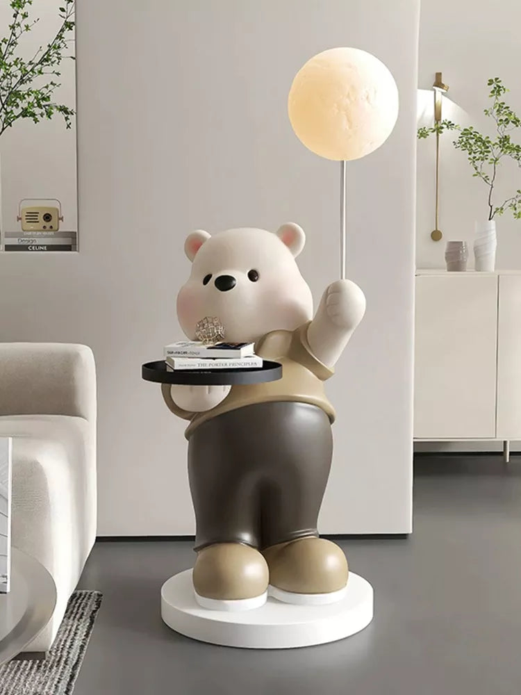 Luminous Bear Statue Tray Storage Rack
