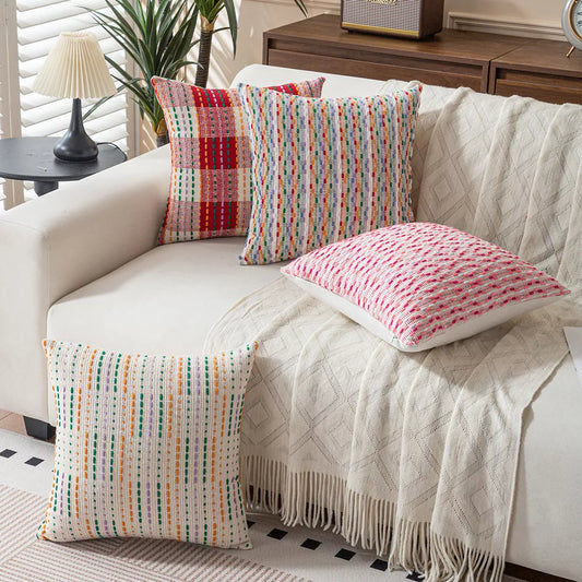 Bohemian Colorful Woven Pillowcase – Vibrant Decorative Throw Pillow for Sofa