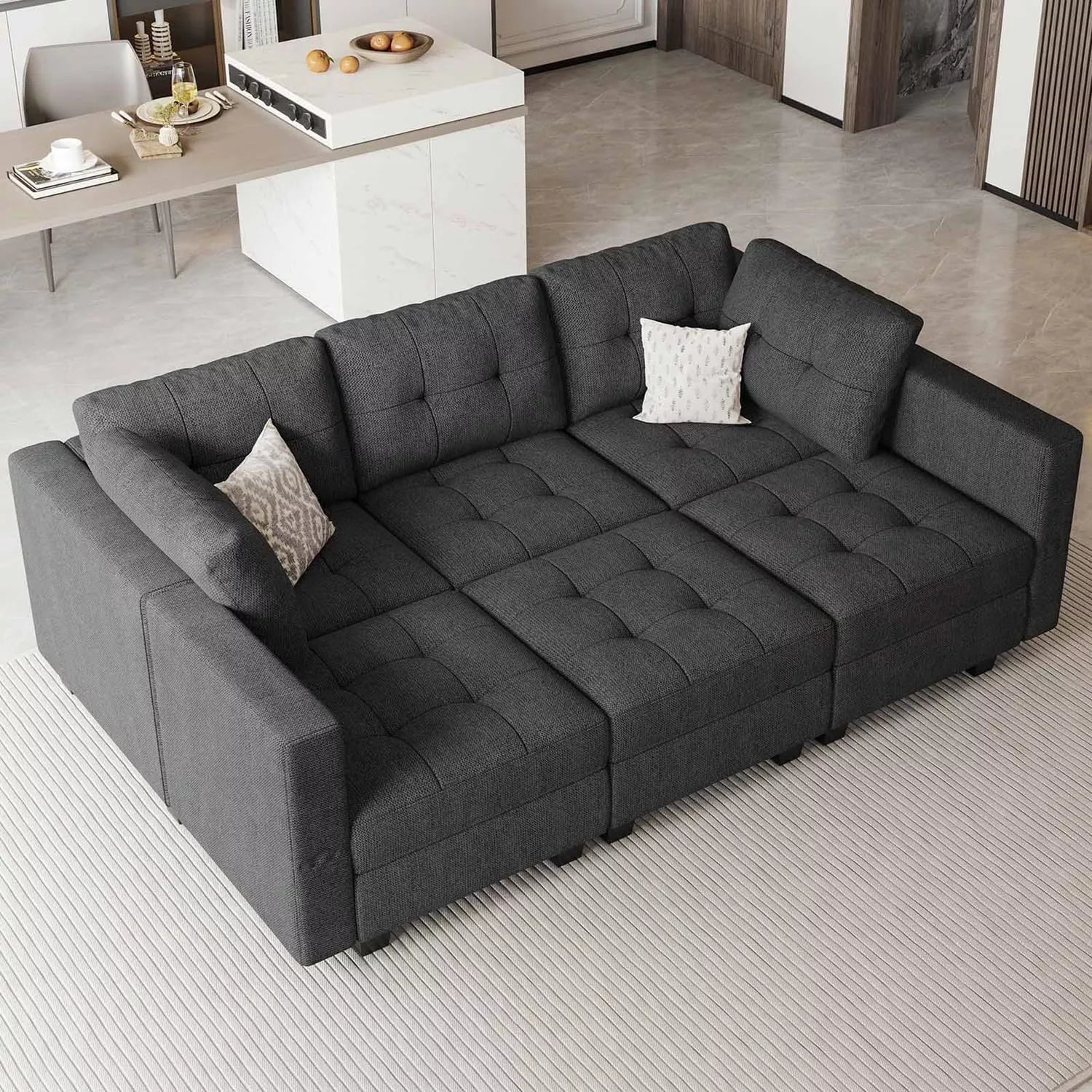 Modular Sectional Sleeper Sofa with Storage and Adjustable Backrest - DSARD